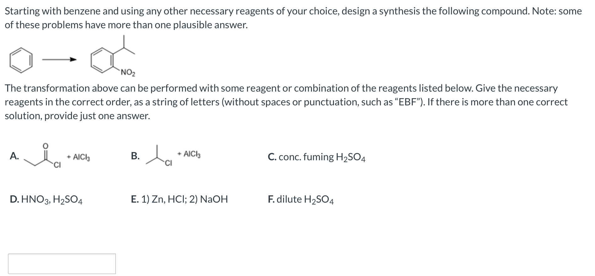 Solved Starting with benzene and using any other necessary | Chegg.com