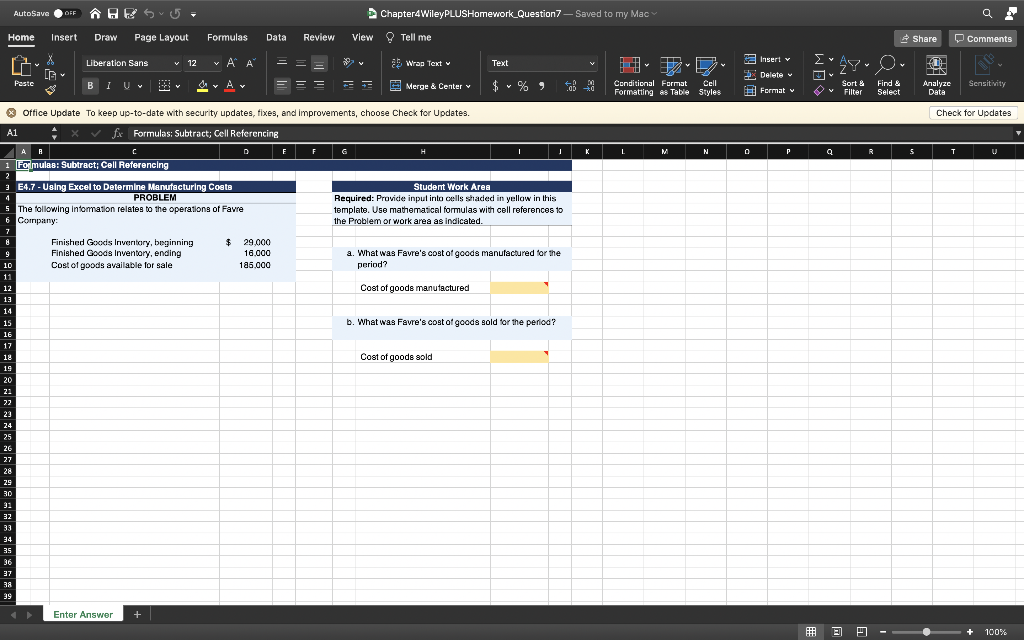 Solved Instructions You will be using Microsoft Excel to | Chegg.com