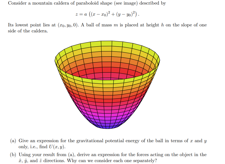 z=a((x−x0)2+(y−y0)2) Its lowest point lies at | Chegg.com