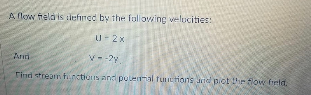 Solved A flow field is defined by the following velocities: | Chegg.com
