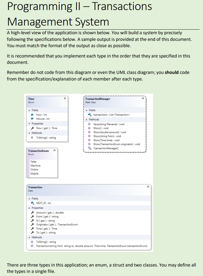Solved Programming ∥− Transactions Management System A | Chegg.com