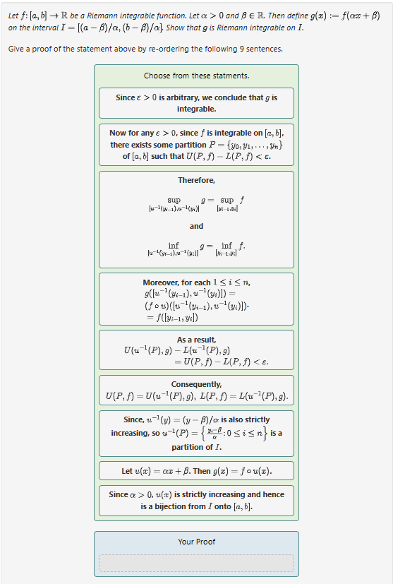 Solved Let F:[a,b]→R Be A Riemann Integrable Function. Let | Chegg.com