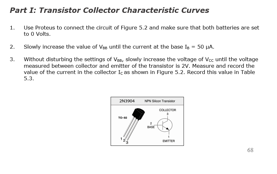 Solved Part I Transistor Collector Characteristic Curves 1.