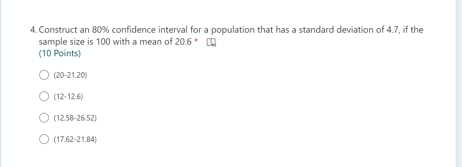 Solved 4. Construct an 80% confidence interval for a | Chegg.com