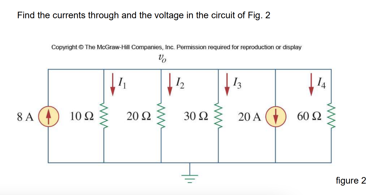 Solved Find the currents through and the voltage in the | Chegg.com