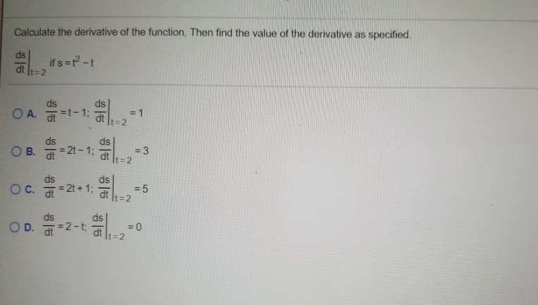 Solved Find the derivative of the function at the given | Chegg.com