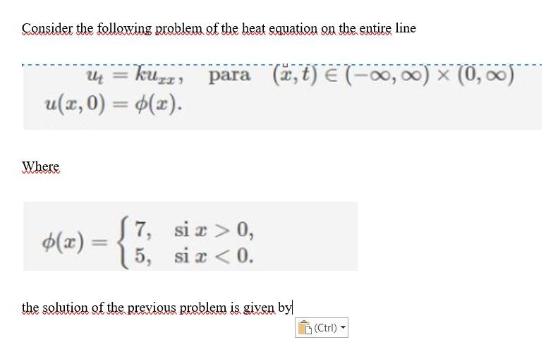 Solved Consider the following problem of the heat equation | Chegg.com