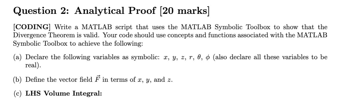 Question 2: Analytical Proof (20 marks] [CODING] | Chegg.com