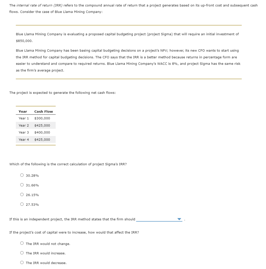 solved-the-internal-rate-of-return-irr-refers-to-the-chegg