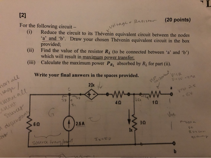 Solved [2] For the following circuit- (i) Reduce the circuit | Chegg.com