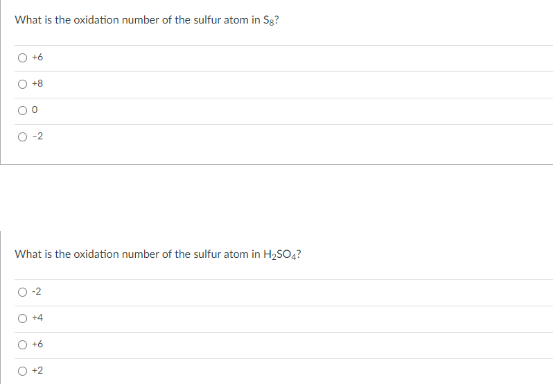 oxidation number of sulfur atom in h2so4