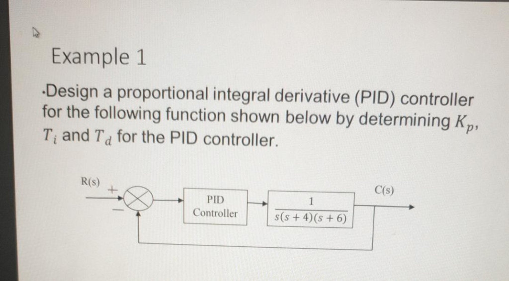 Example 1 Design A Proportional Integral Derivative | Chegg.com