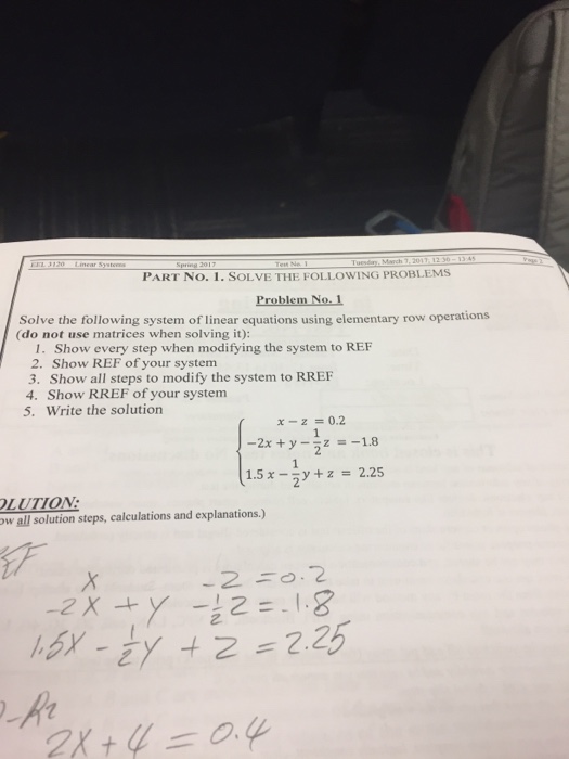 Solved Solve the following system of linear equations using | Chegg.com