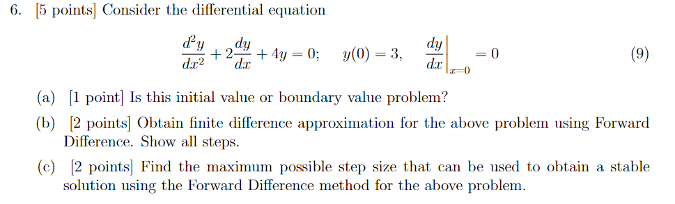 Solved 6. [5 points] Consider the differential equation dy | Chegg.com