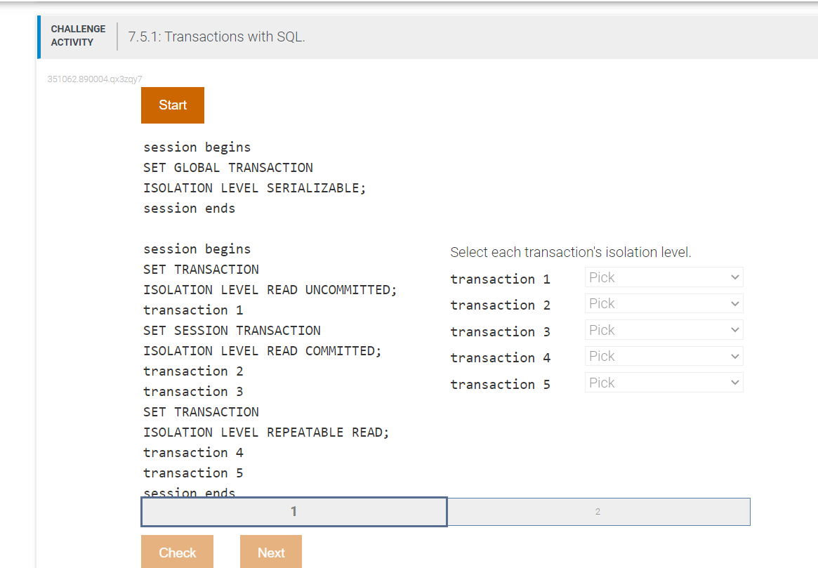 Solved CHALLENGE ACTIVITY 7.5.1: Transactions with SQL. | Chegg.com