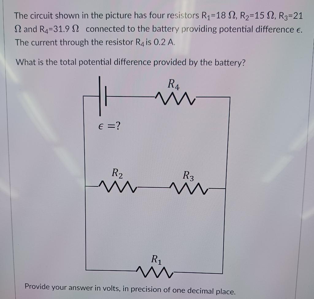 Solved The circuit shown in the picture has four resistors | Chegg.com