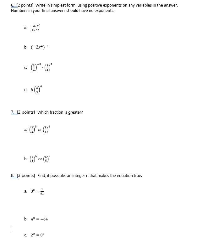 Solved 6. [2 points] Write in simplest form, using positive | Chegg.com