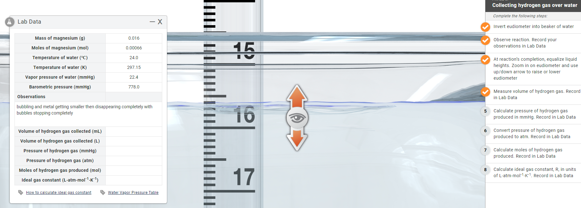 Solved Collecting hydrogen gas over water Complete the