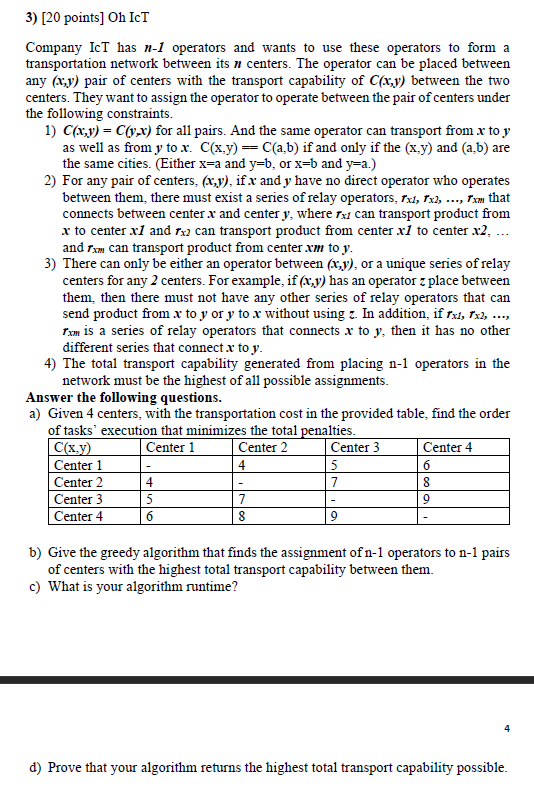 Solved Company IcT has n−1 operators and wants to use these | Chegg.com