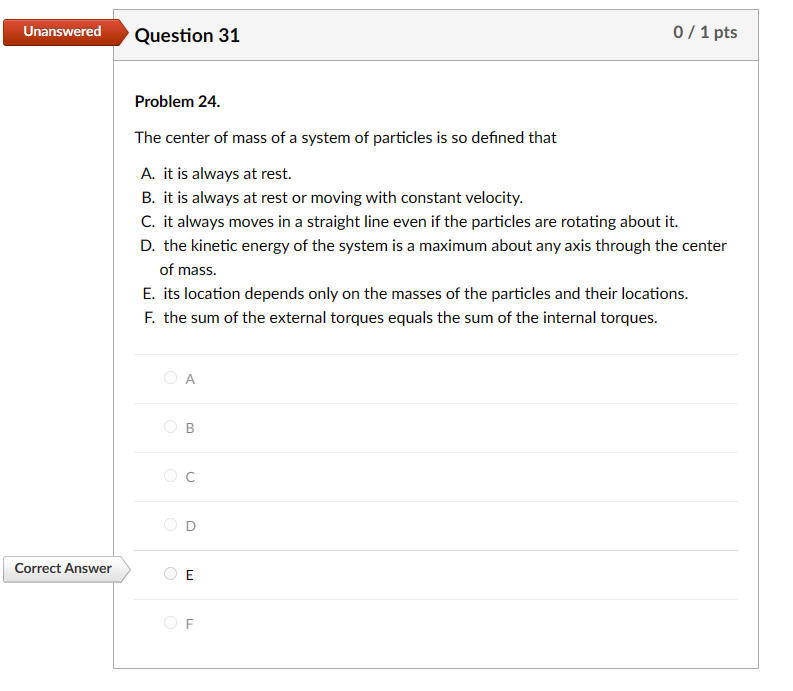 Solved Problem 24. The center of mass of a system of | Chegg.com