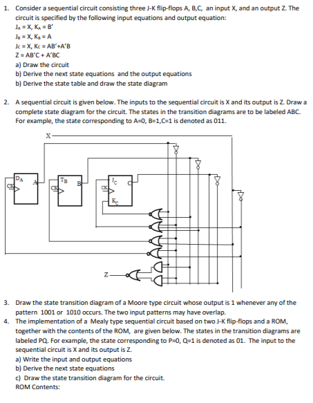 Solved 1. Consider a sequential circuit consisting three J-K | Chegg.com