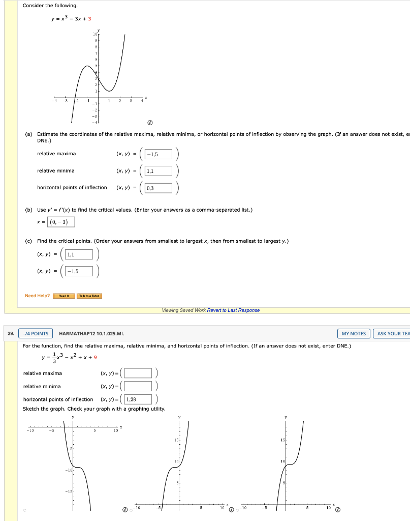 Solved Consider The Following. Y = X3 - 3x + 3 (a) Estimate | Chegg.com