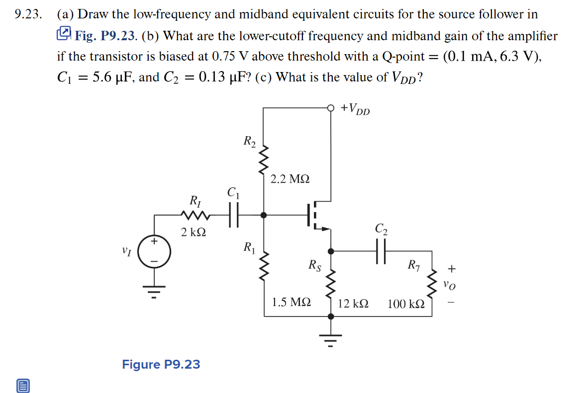 Solved 9.23. (a) Draw the lowfrequency and midband
