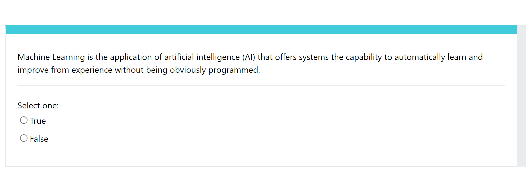 Solved Machine Learning is the application of artificial | Chegg.com