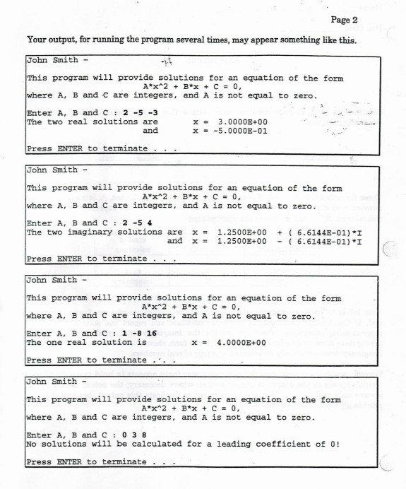 Solved Assignment Solutions to the quadratic equation Ax2 | Chegg.com