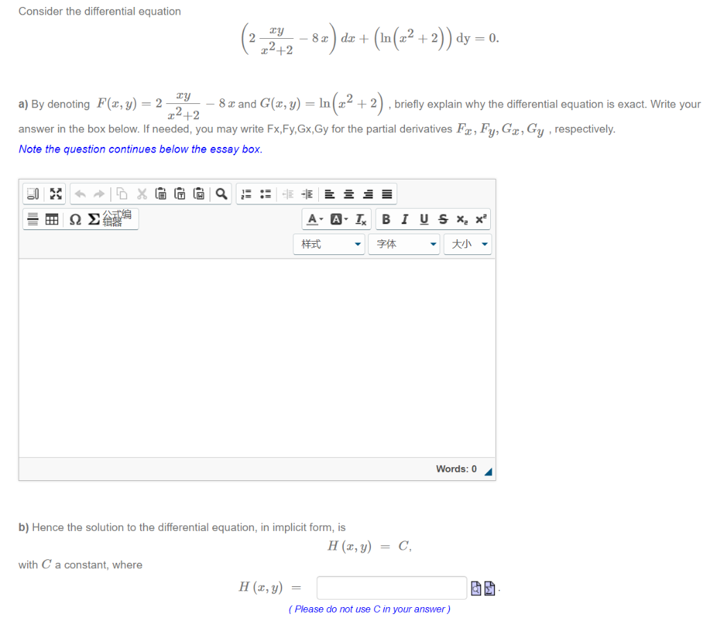 Solved Consider The Differential Equation 272 8x Dx Chegg Com