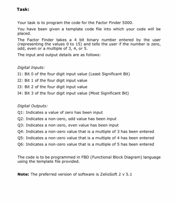 Solved Task: Your task is to program the code for the Factor | Chegg.com