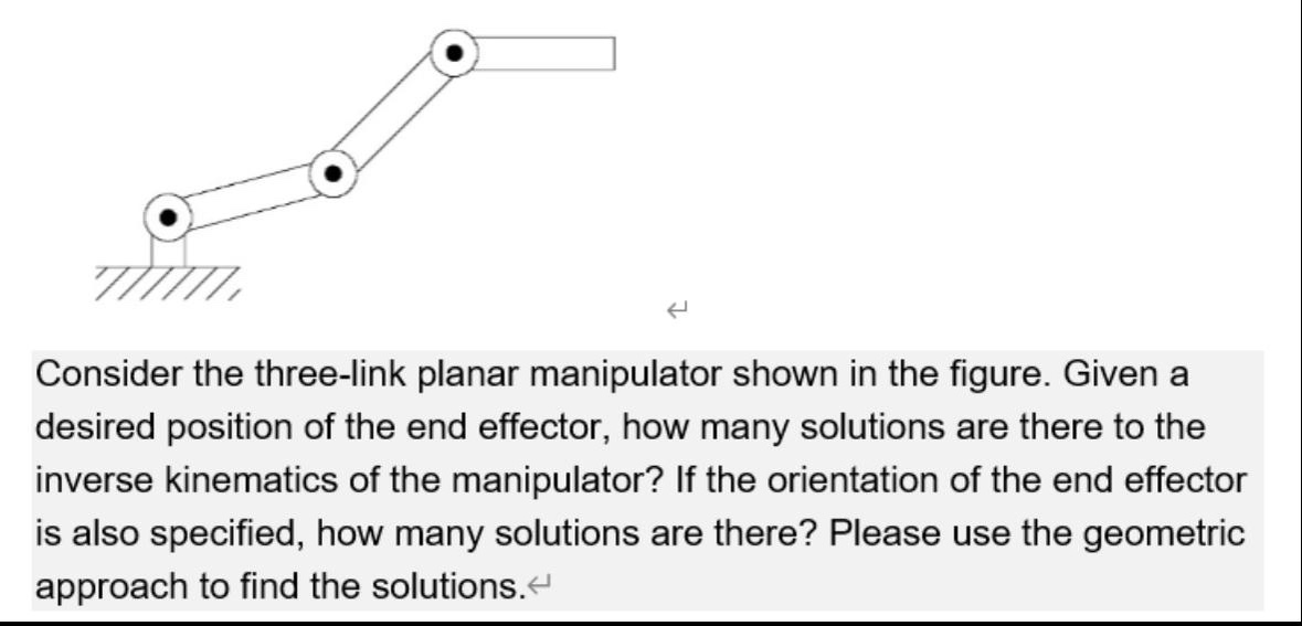 Solved Consider the three-link planar manipulator shown in | Chegg.com