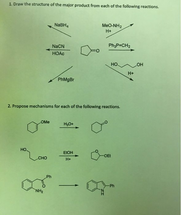Solved 1. Draw the structure of the major product from each | Chegg.com