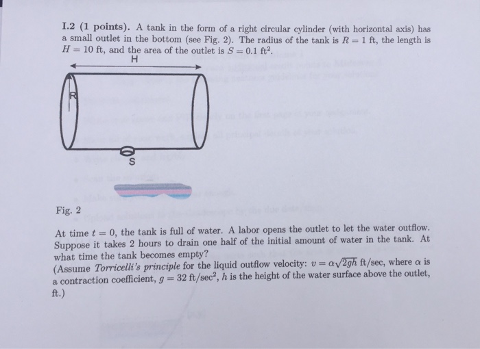 Solved I.2 (1 points). A tank in the form of a right | Chegg.com