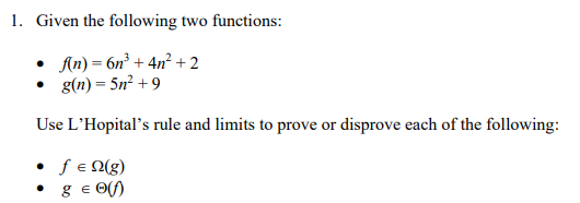 Solved 1. Given The Following Two Functions: - | Chegg.com