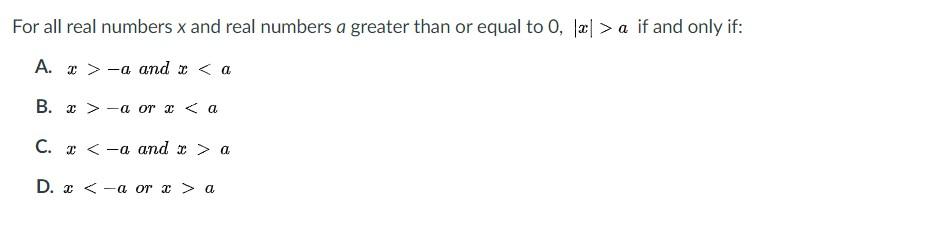 Solved For all real numbers x and real numbers a greater | Chegg.com