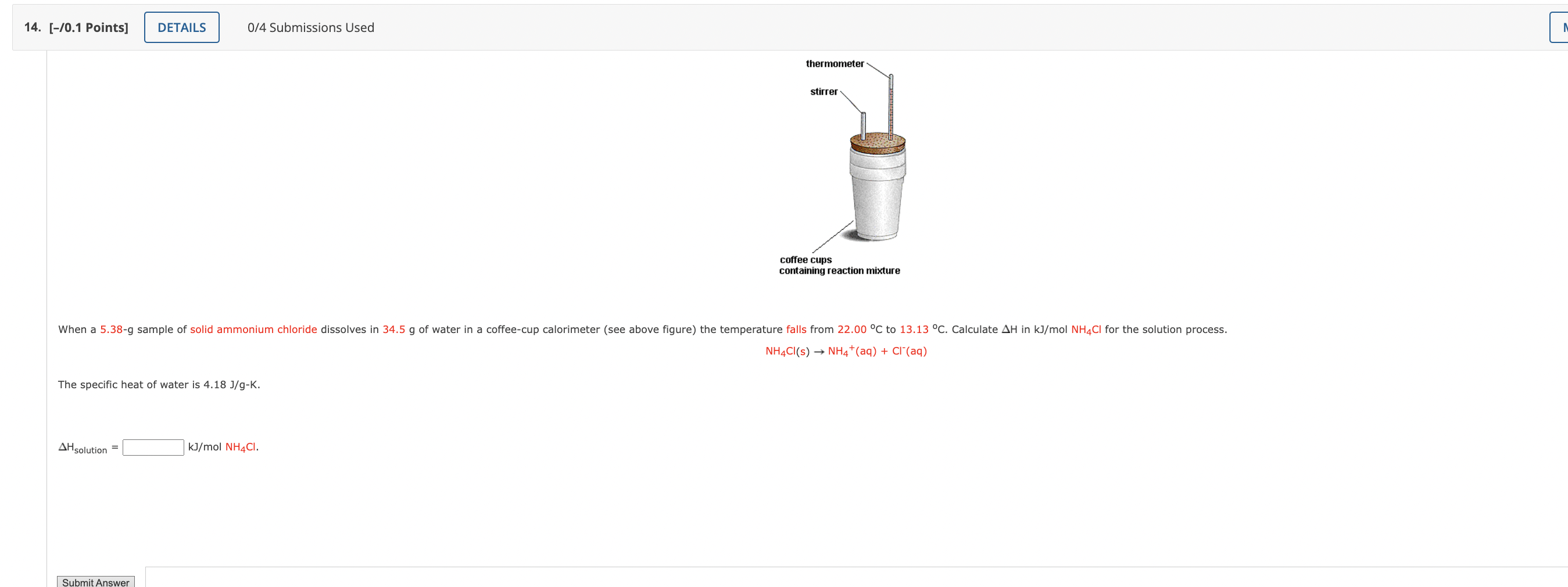 Solved NH4Cl(s)→NH4+(aq)+Cl−(aq) | Chegg.com