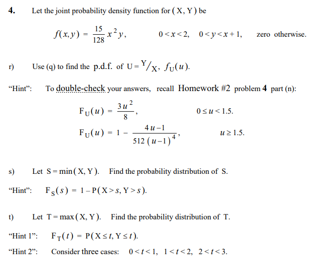 Solved 4. Let the joint probability density function for (X, | Chegg.com