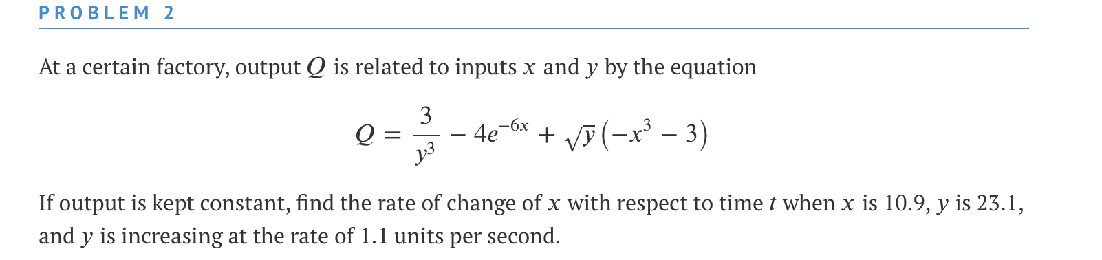 Solved PROBLEM 2 At a certain factory, output Q is related | Chegg.com