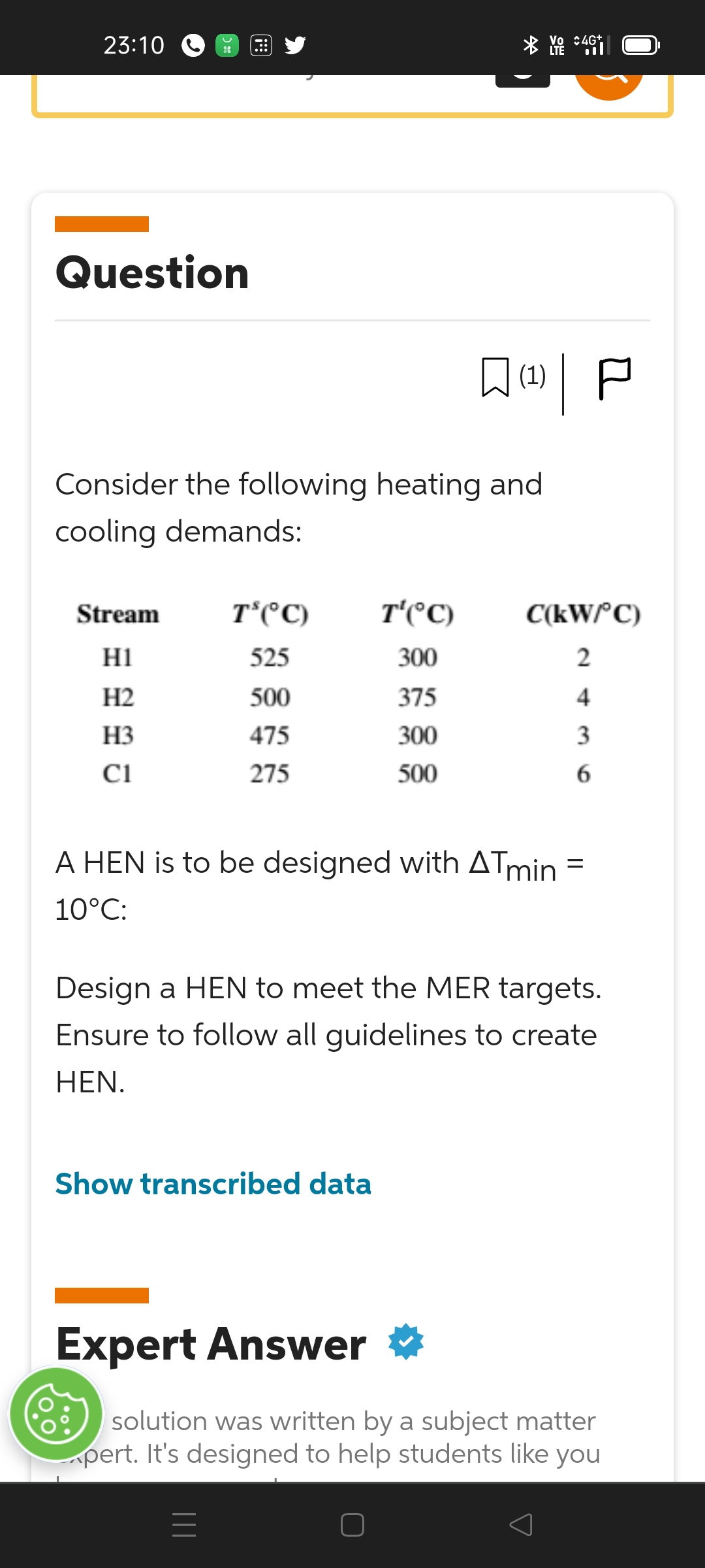 Solved Consider the following heating and cooling demands: A | Chegg.com