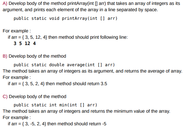 Solved java questions /** tests printArray and average | Chegg.com