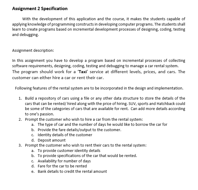 Solved Assignment 2 Specification With the development of | Chegg.com