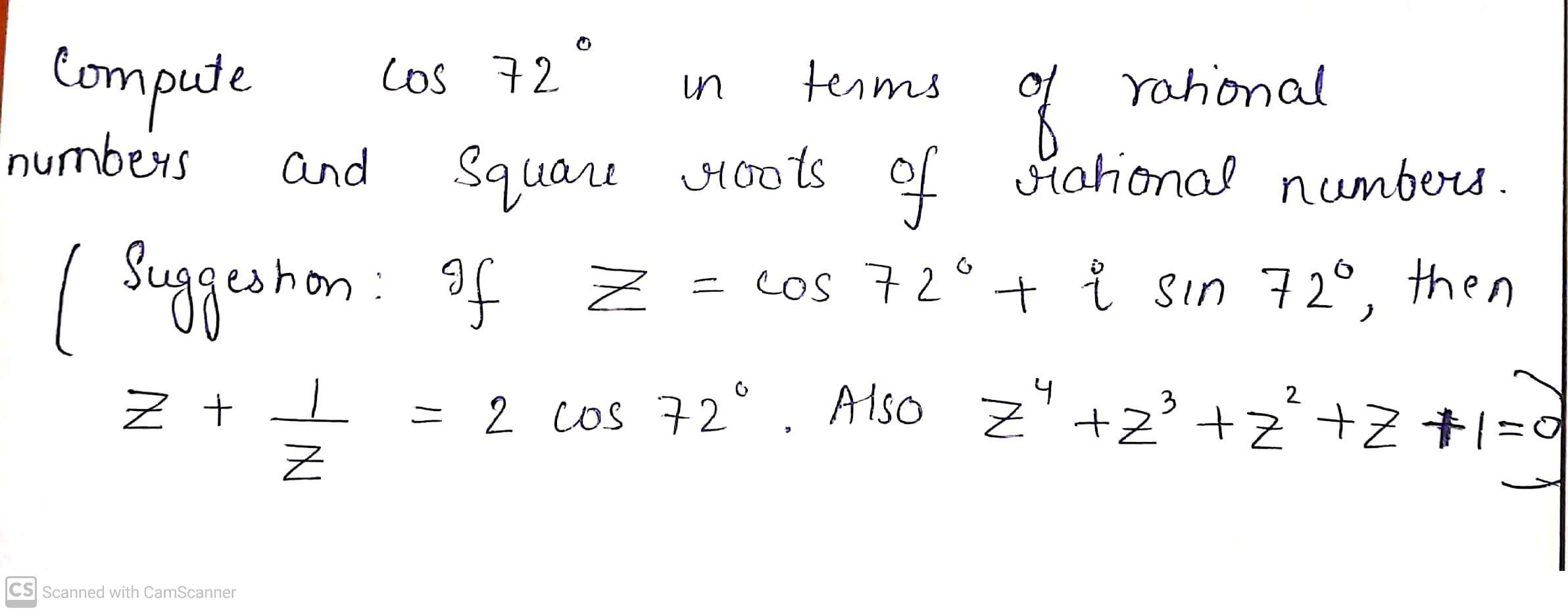 Solved 0 Los 72 in terms and compute g rational numbers | Chegg.com