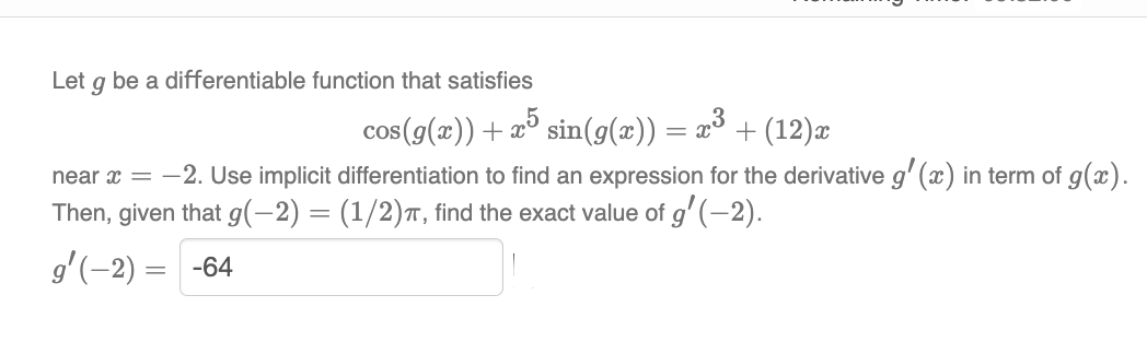 Solved Let g be a differentiable function that satisfies | Chegg.com