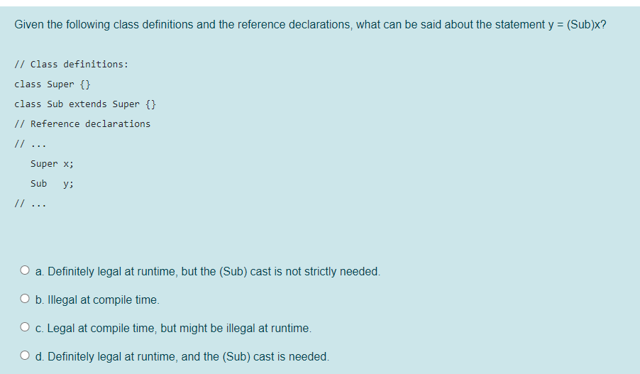 Solved Glven the following class definitions, which of the