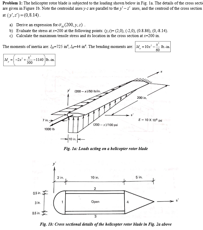Solved Problem 1: The helicopter rotor blade is subjected to | Chegg.com