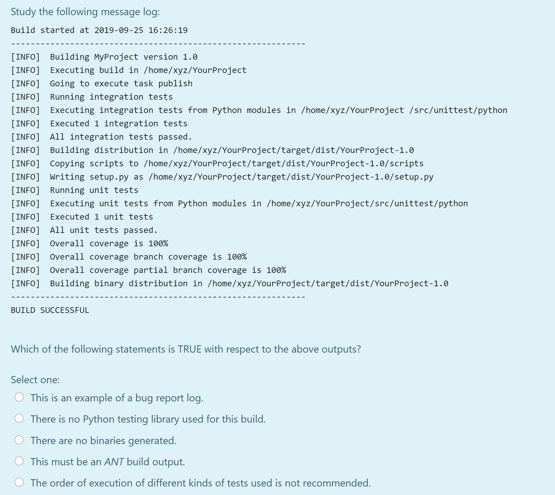 Solved Study the following message log: Build started at | Chegg.com