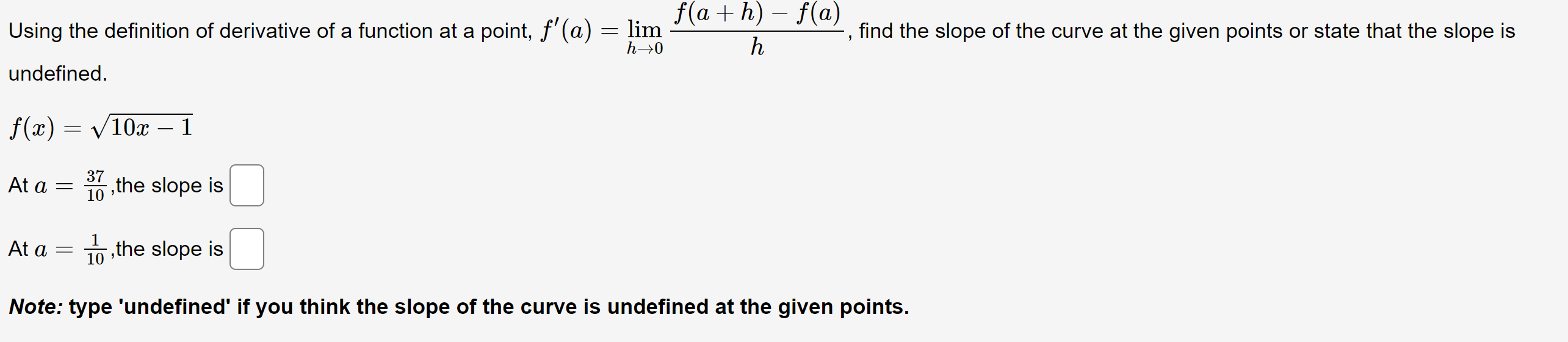 Solved Using the definition of derivative of a function at a | Chegg.com