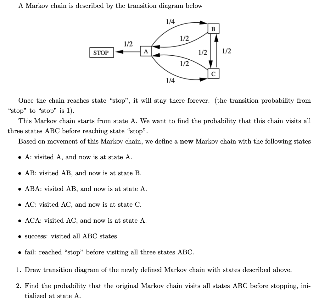 Solved A Markov chain is described by the transition diagram | Chegg.com