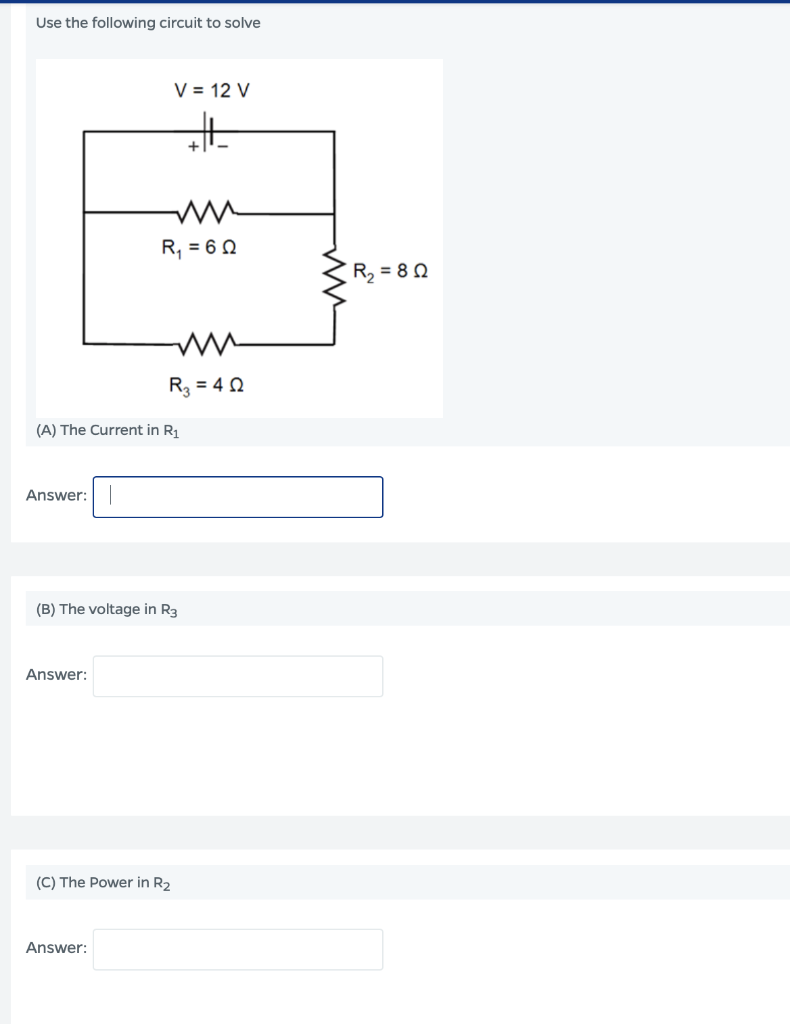 Solved Use the following circuit to solve V = 12 V R = 62 R2 | Chegg.com